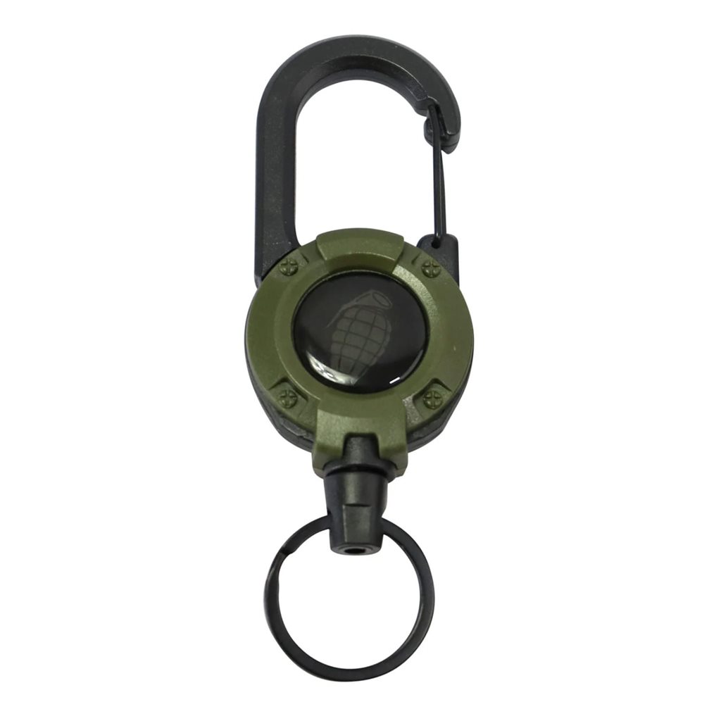 KOMBAT klíčenka HEAVY DUTY s navijákem a karabinou ZELENÁ