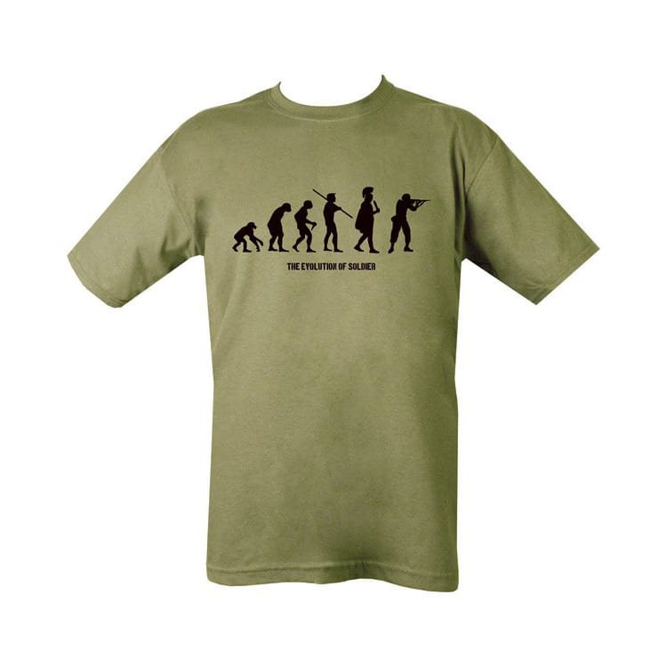 Levně Triko s motivem EVOLUCE VOJÁKA ZELENÉ