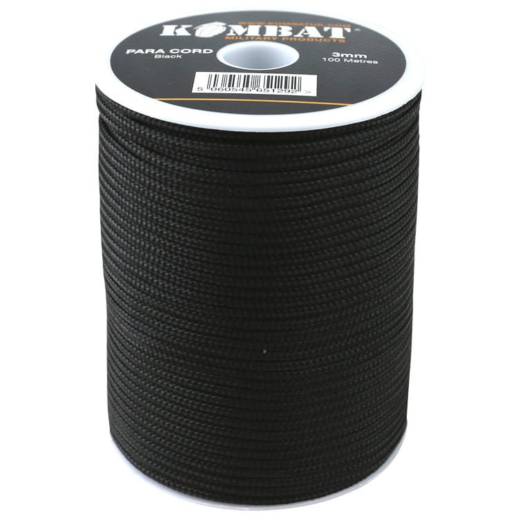 Levně KOMBAT šňůra PARA CORD ø 3 mm / 100 m ČERNÁ