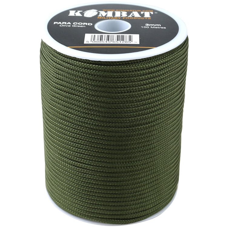 Levně KOMBAT šňůra PARA CORD ø 3 mm / 100 m ZELENÁ