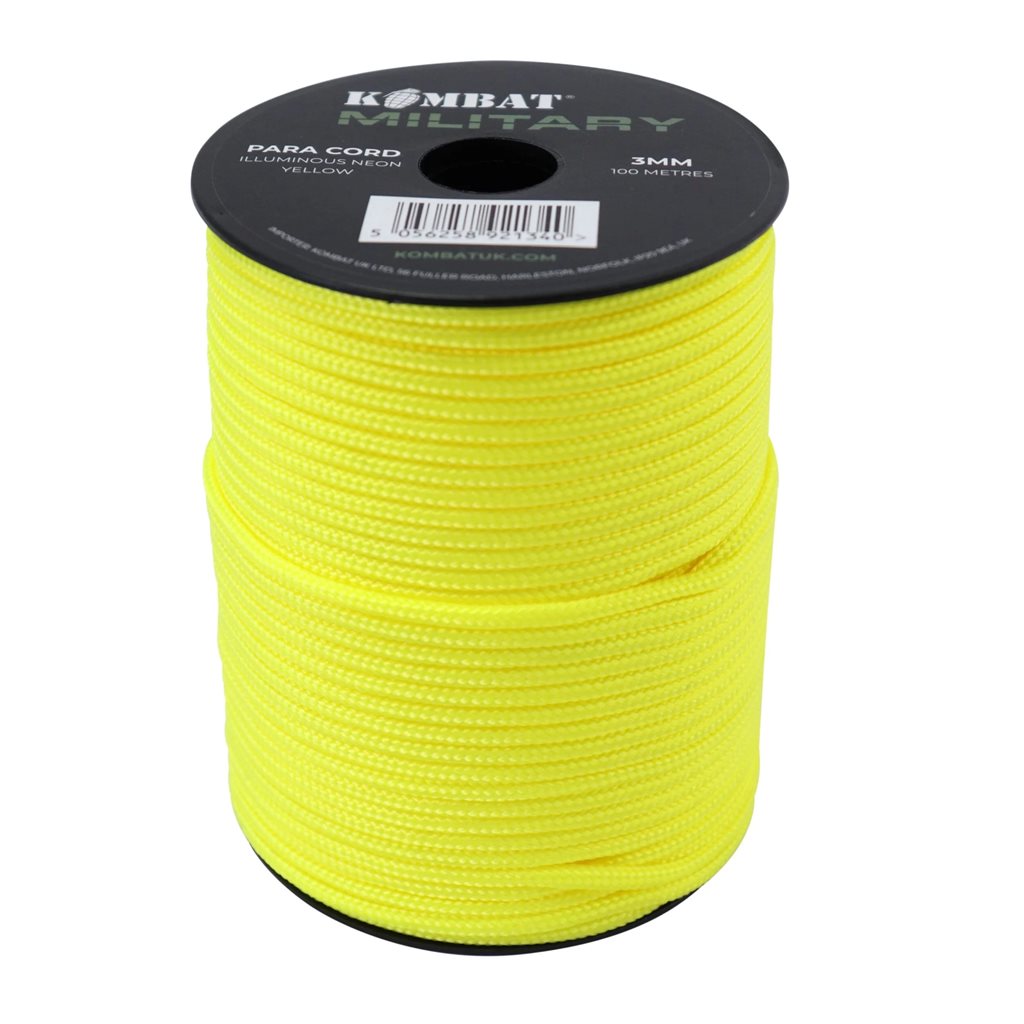 Levně KOMBAT šňůra PARA CORD ø 3 mm / 100 m NEON Yellow