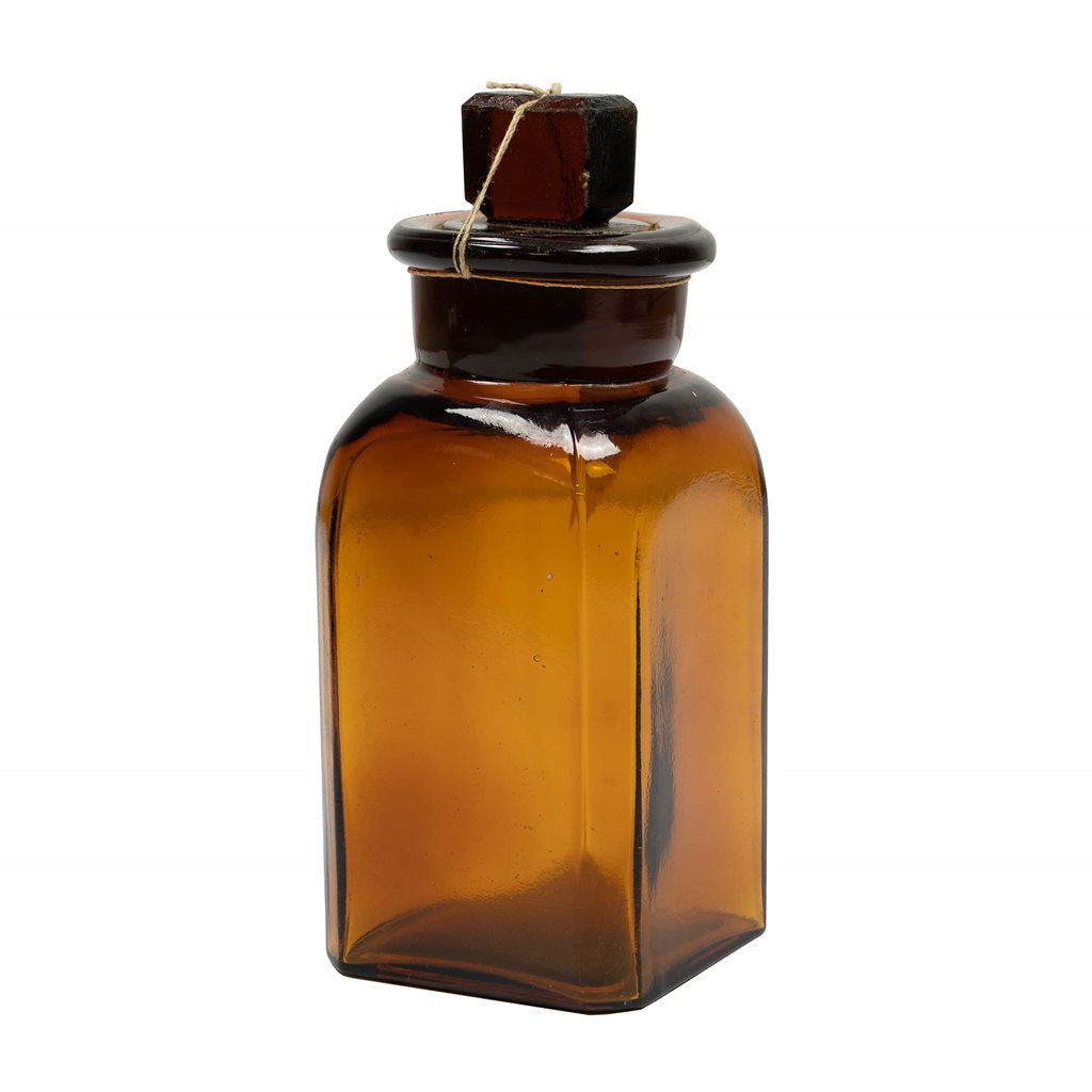Levně Láhev skleněná hranatá s broušeným širokým hrdlem 100ml HNĚDÁ