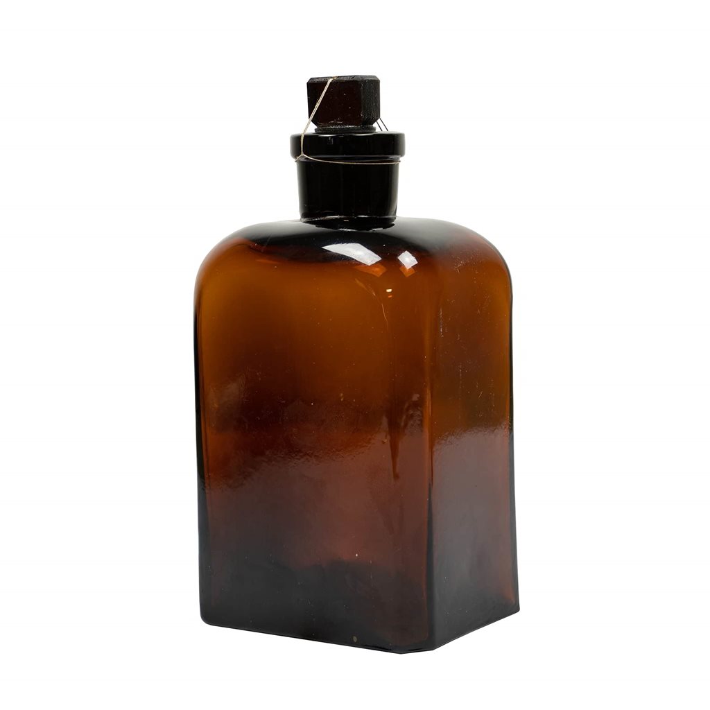 Levně Láhev skleněná hranatá s broušeným hrdlem 500ml HNĚDÁ