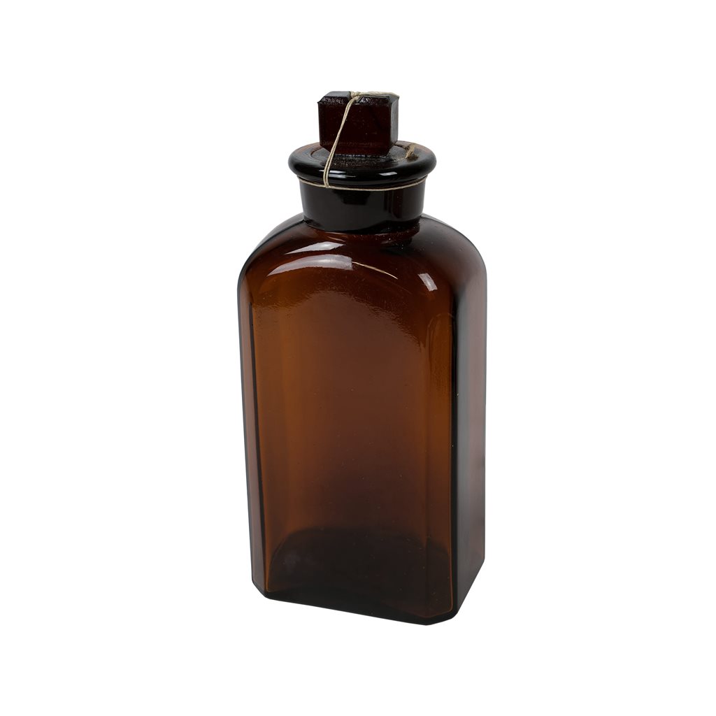 Levně Láhev skleněná hranatá s broušeným širokým hrdlem 250 ml HNĚDÁ