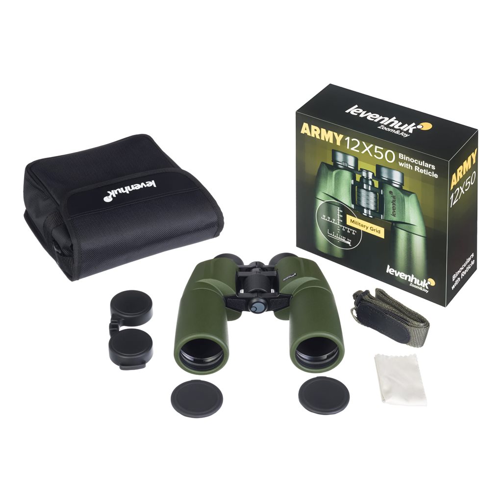Levně Levenhuk dalekohled binokulární se zaměřovačem 12x50 ARMY ZELENÝ