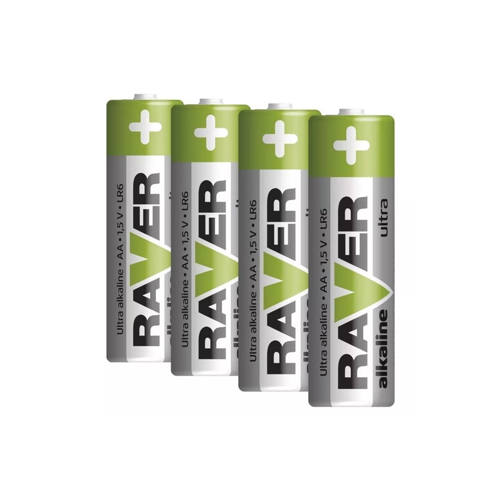 Levně Baterie alkalická RAVER „tužková“ 1,5V AA / LR06 blistr 4ks