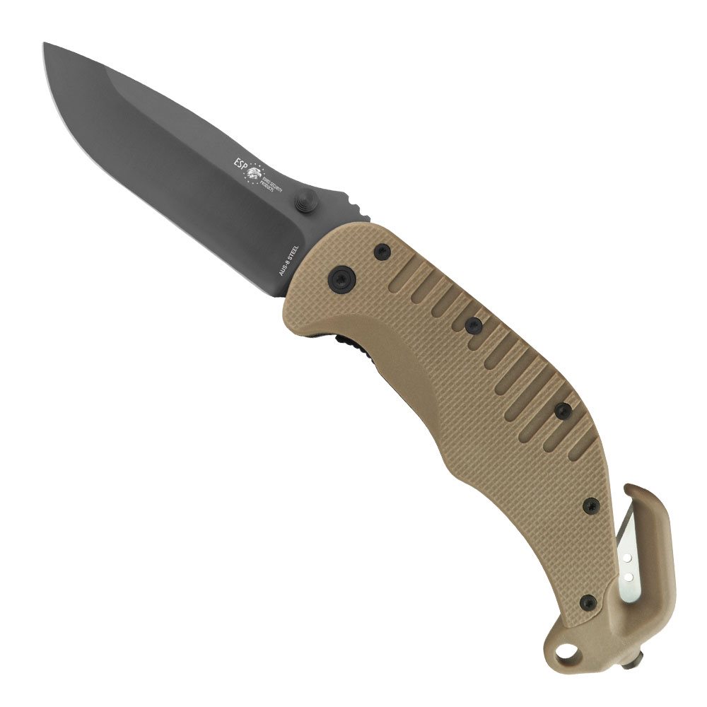 Levně ESP nůž zavírací ZÁCHRANÁŘ s hladkým ostřím KHAKI