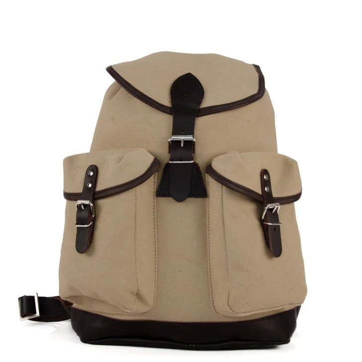 Levně ESSL - original batoh TRUCKSACK 14l s koženými prvky KHAKI/TMAVĚ HNĚDÁ kůže