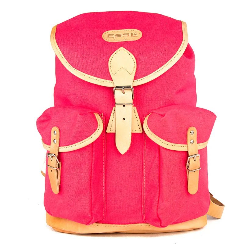 Levně ESSL - original batoh TRUCKSACK 14l s koženými prvky RŮŽOVÝ