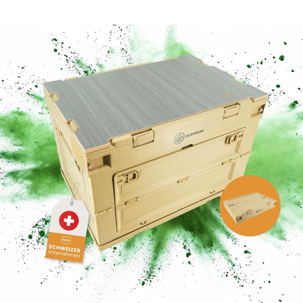 Levně BUSHPEAK bedna skládací úložná Flexbox 50L PÍSKOVÁ