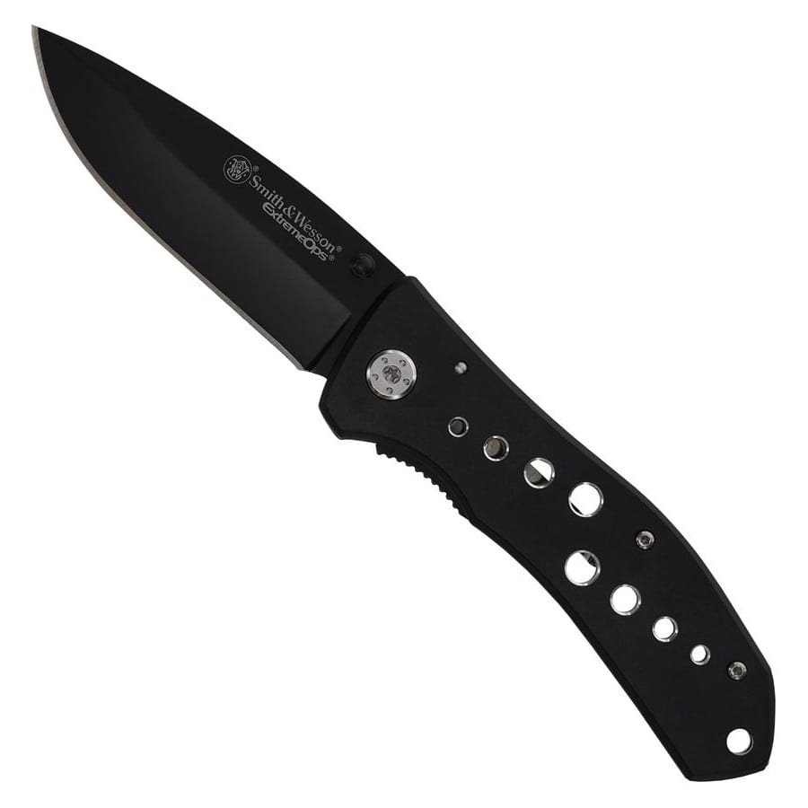 Levně Smith & Wesson nůž zavírací ExtremeOps SWA10CP hladké ostří ČERNÝ