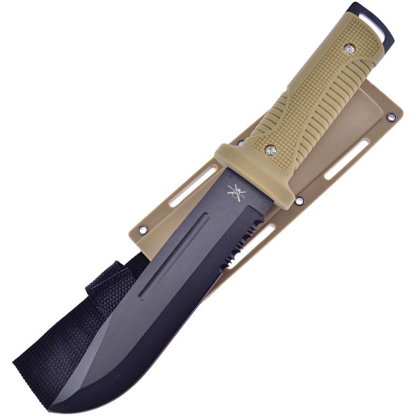 Levně Nůž TAC-XTREME BOWIE s kombinovaným ostřím PÍSKOVÝ