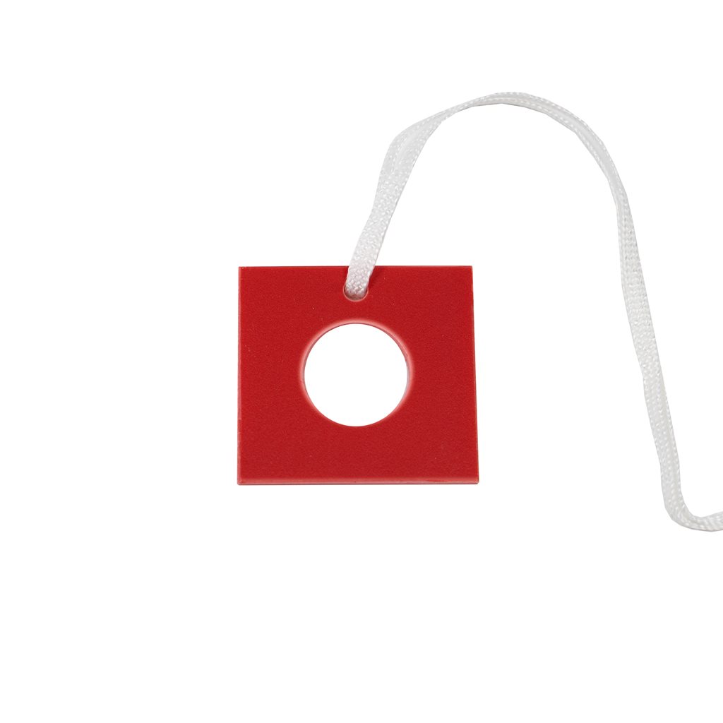 Známka třídící červený čtverec s otvorem č.2 / 50 ks