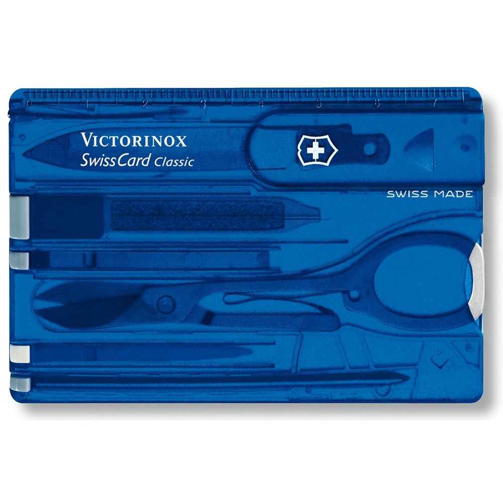 Levně VICTORINOX karta SwissCard CLASSIC MODRÁ transparentní