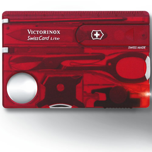 Levně VICTORINOX karta SwissCard LITE ČERVENÁ transparentní