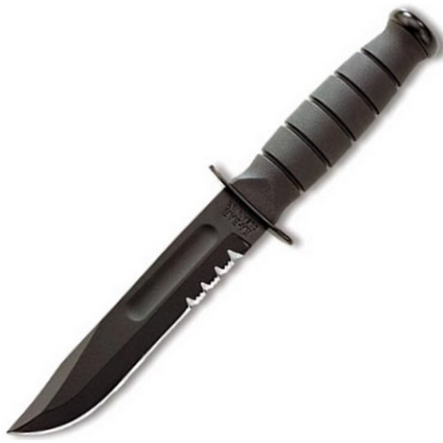Levně KA-BAR nůž FIGHTING/UTILITY SHORT ozubené ostří - kožené pouzdro