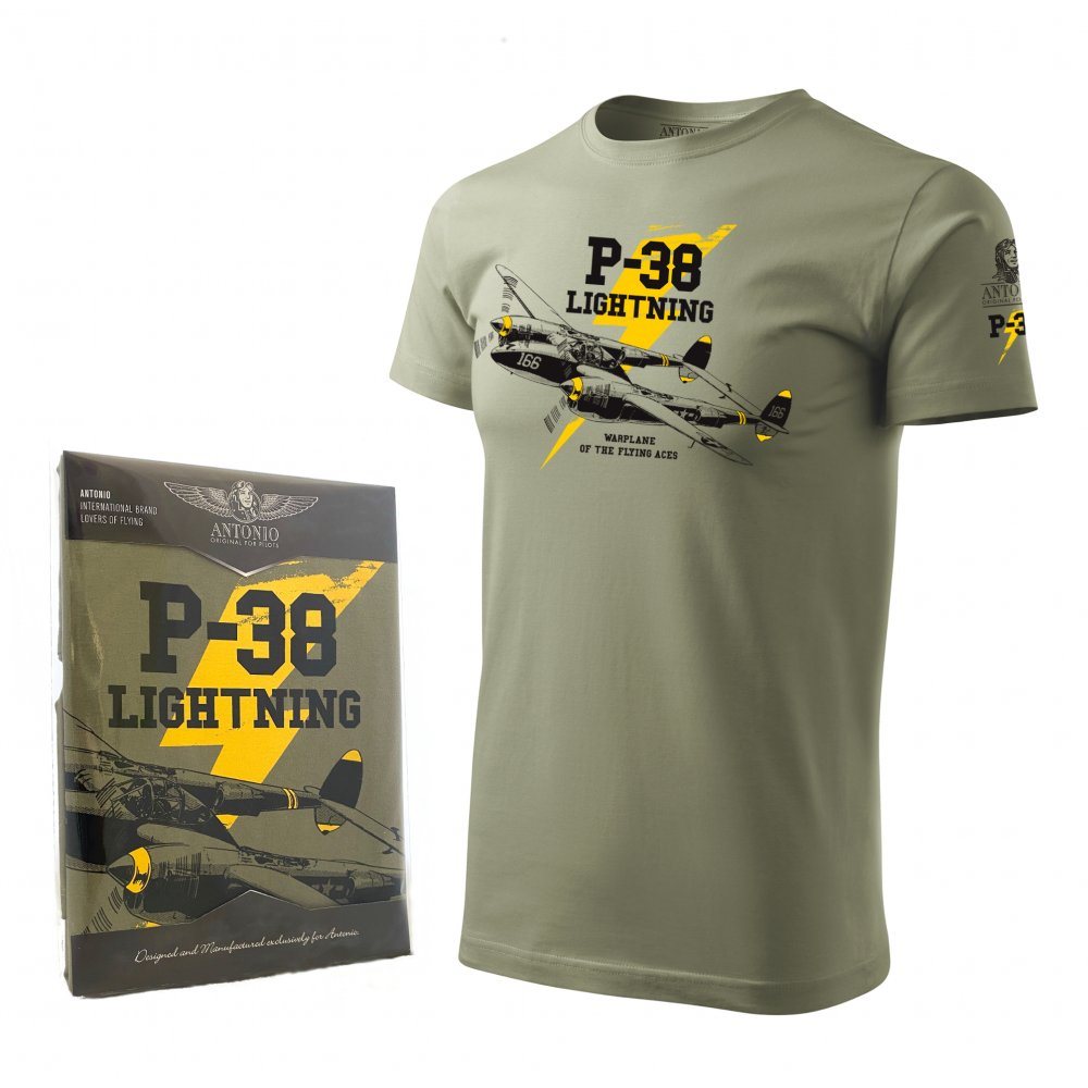 Levně Triko P-38 LIGHTNING ZELENÉ