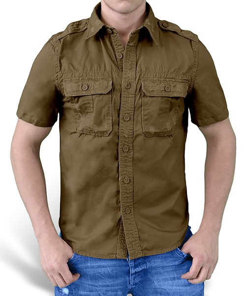 Košile RAW VINTAGE s krátkým rukávem HNĚDÁ SURPLUS 06-3590-05 L-11