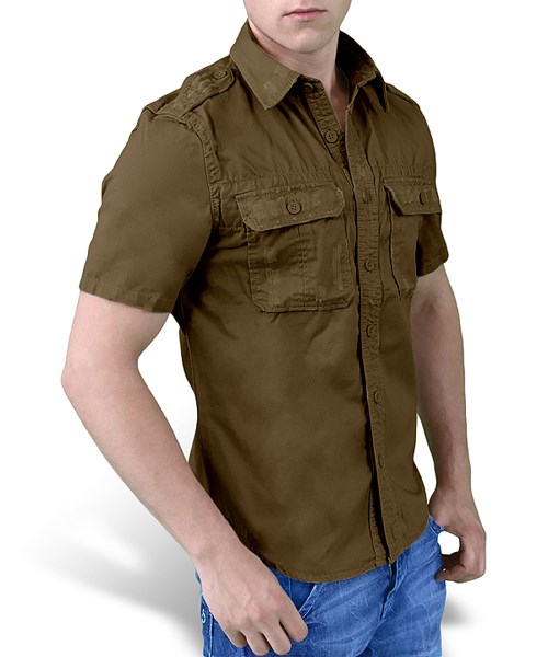Košile RAW VINTAGE s krátkým rukávem HNĚDÁ SURPLUS 06-3590-05 L-11