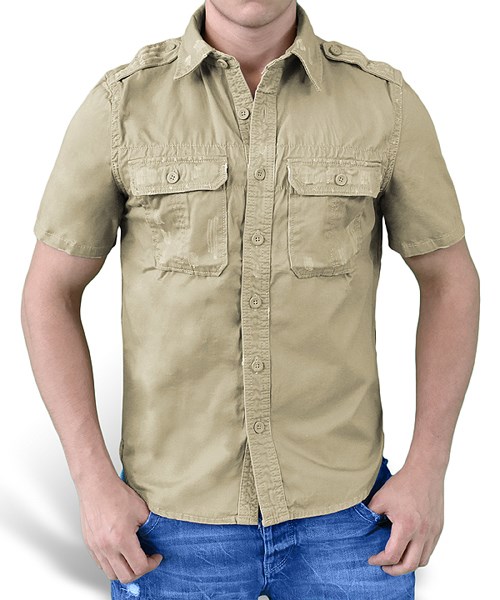 Košile RAW VINTAGE s krátkým rukávem KHAKI SURPLUS 06-3590-74 L-11