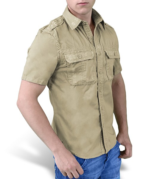Košile RAW VINTAGE s krátkým rukávem KHAKI SURPLUS 06-3590-74 L-11
