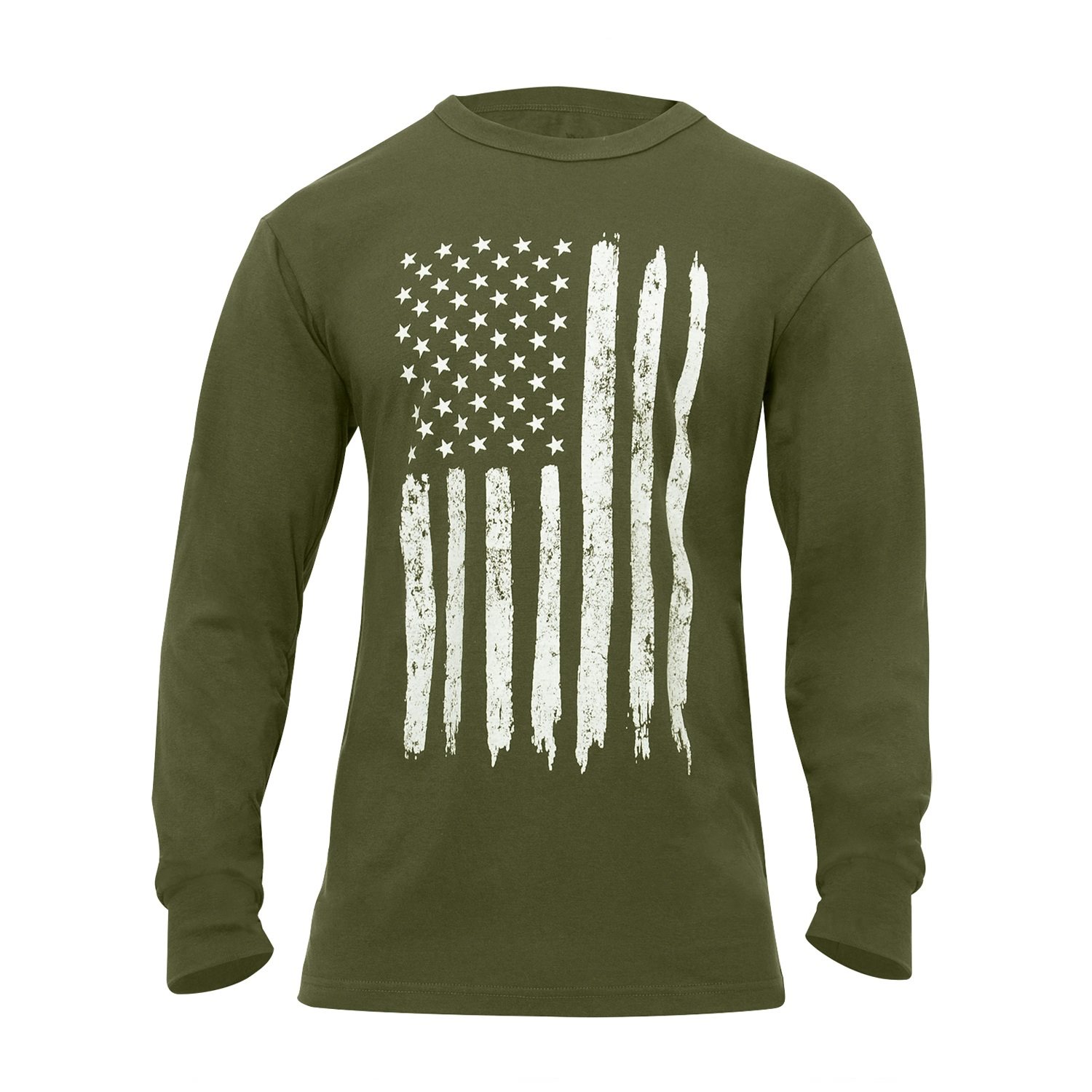 Levně Triko BÍLÁ vlajka USA dlouhý rukáv ZELENÉ