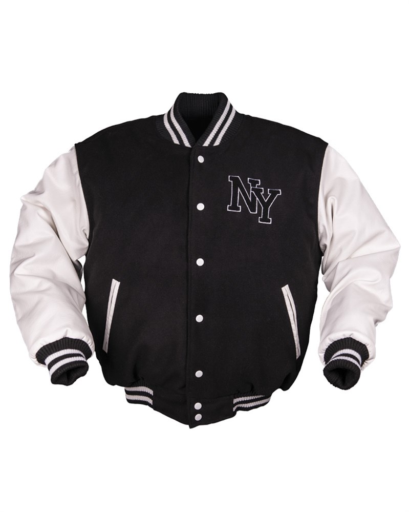 Levně Bunda NY baseball ČERNO/BÍLÁ