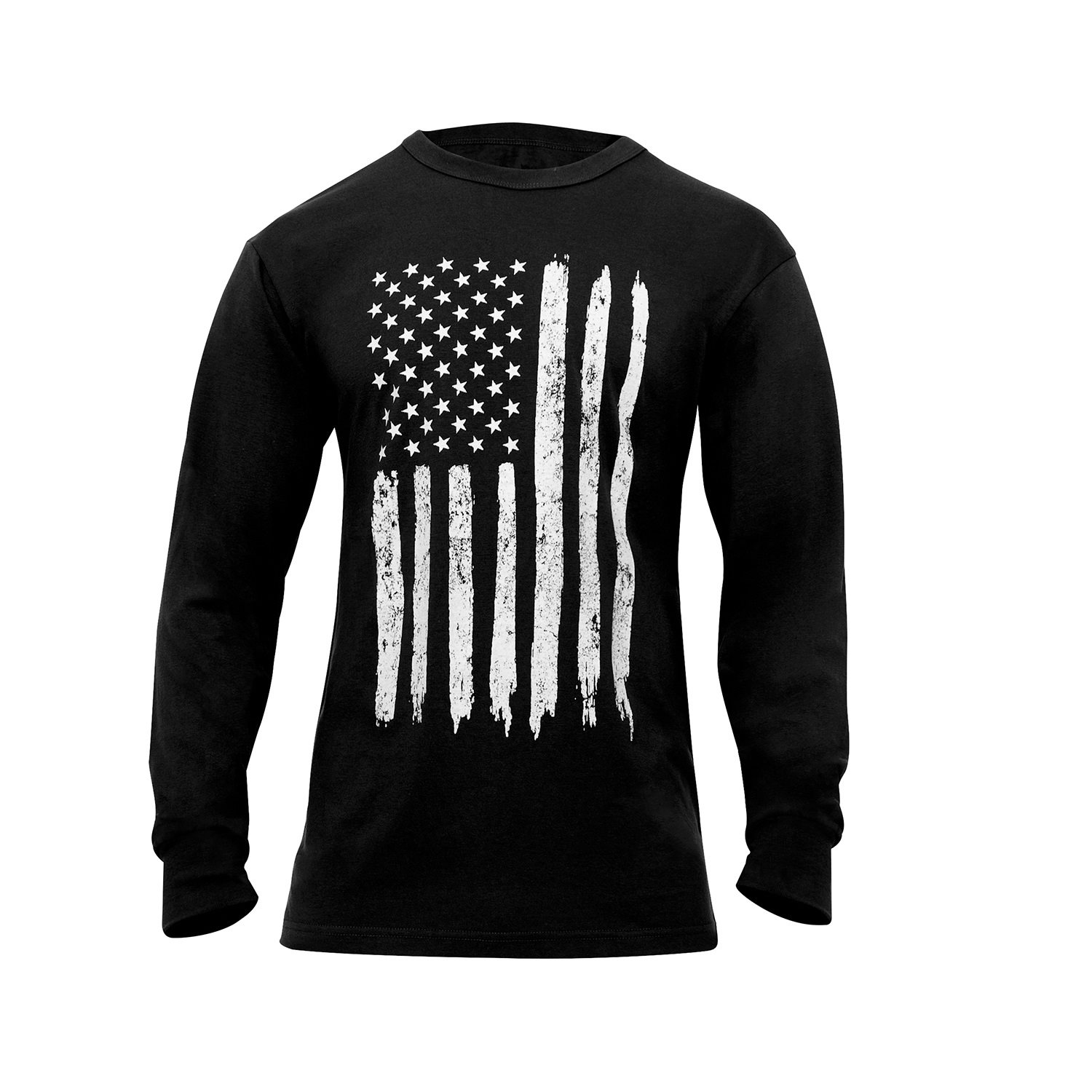 Levně Triko BÍLÁ vlajka USA dlouhý rukáv ČERNÉ