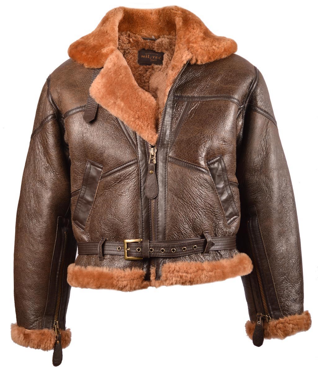 Levně Bunda kožená UK BOMBER RAF s límcem HNĚDÁ