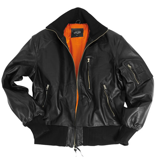 Levně Bunda kožená BW AVIATOR ČERNÁ