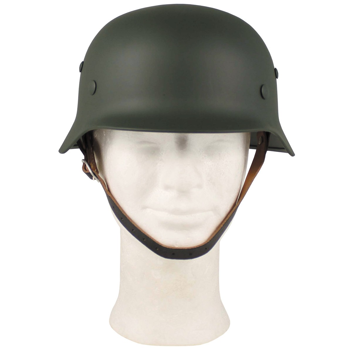 Levně MFH helma ocelová WWII s koženým vnitřkem ZELENÁ
