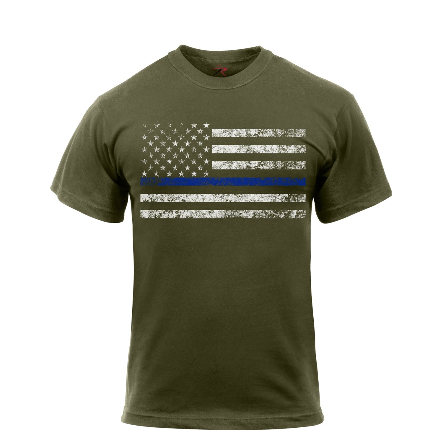 Levně Triko THIN BLUE LINE US vlajka ZELENÉ