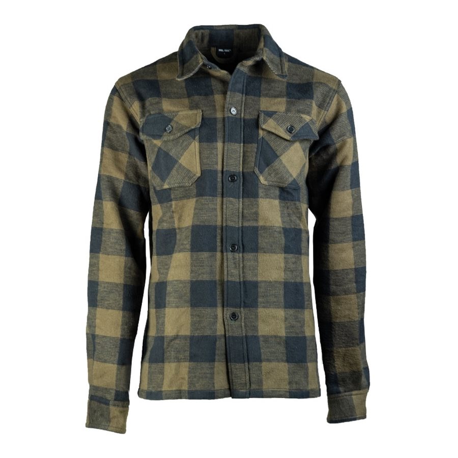 Levně Košile DŘEVORUBECKÁ na knoflíky ZELENOČERNÁ