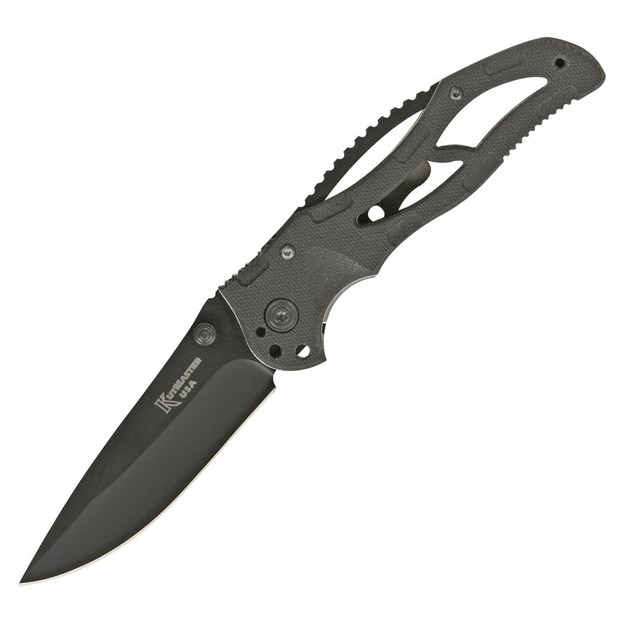 Levně Nůž zavírací BLACK MONSTER s hladkým ostřím ČERNÝ