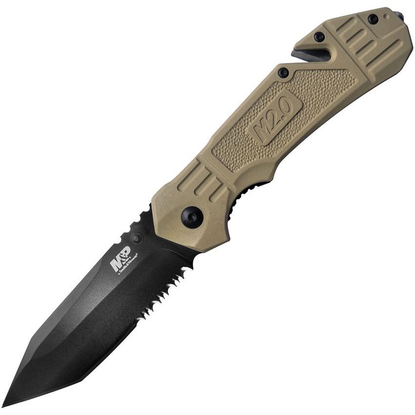 Levně Smith & Wesson nůž zavírací M&P 1100076 kombinované tanto ostří, s řezákem TAN