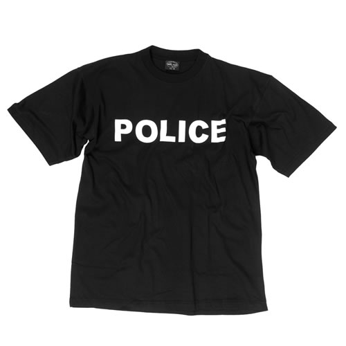 Levně Triko krátký rukáv s nápisem 'POLICE' ČERNÉ