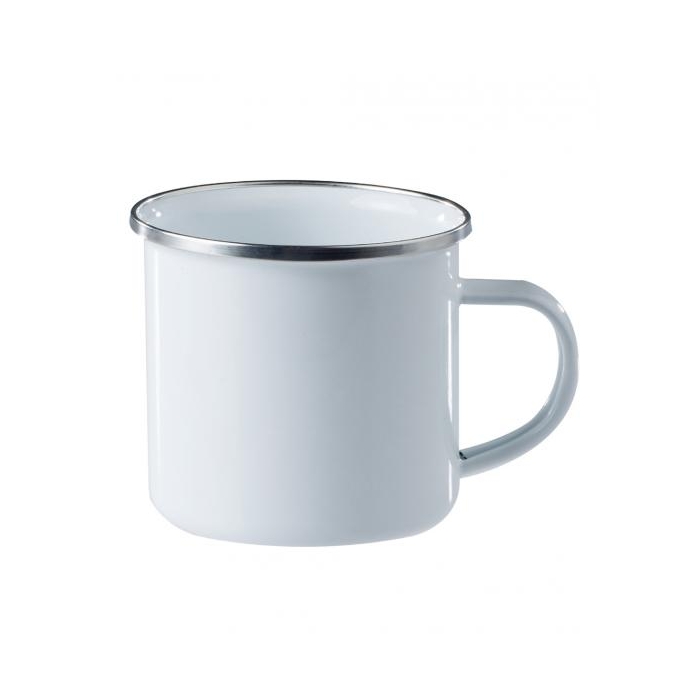 Levně AB hrnek smaltovaný 350ml BÍLÝ nerezový lem