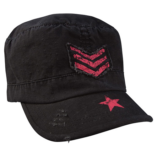 Levně ROTHCO čepice dámská PINK STRIPES, STAR A RIBBON rip-stop ČERNÁ
