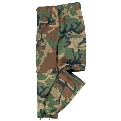 Levně Kalhoty dětské US BDU ZIP-OFF WOODLAND