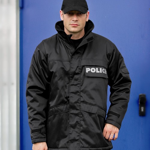 Levně Bunda SECURITY dlouhá ČERNÁ