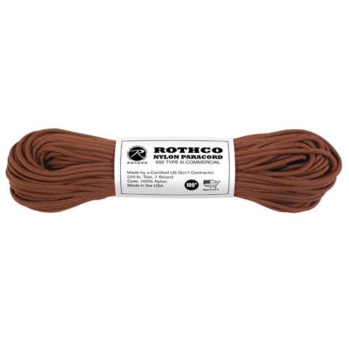 Levně ROTHCO šňůra PARACORD nylon 550LB ø 4 mm / 30 m HNĚDÁ