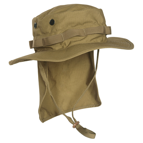 Levně Klobouk JUNGLE s límcem rip-stop COYOTE