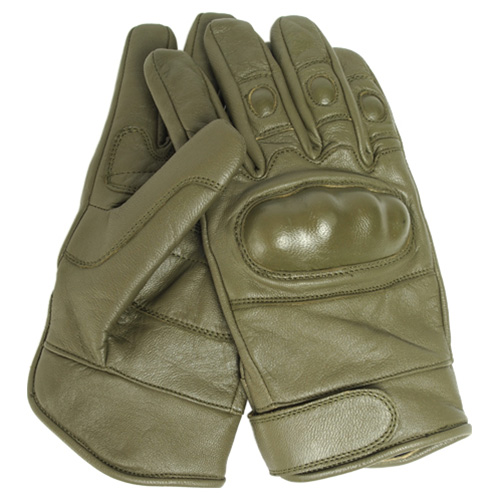 Levně Rukavice TACTICAL kožené ZELENÉ
