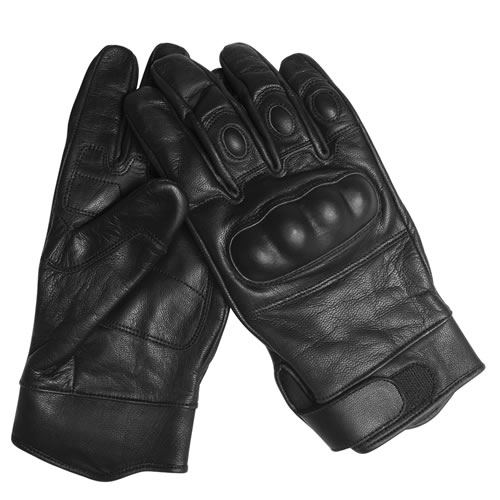 Levně Rukavice TACTICAL kožené ČERNÉ