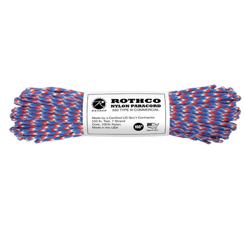 Levně ROTHCO šňůra PARACORD nylon 550LB ø 4 mm / 30 m MODRO-ČERVENO-BÍLÁ