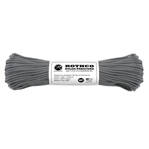 Levně ROTHCO šňůra PARACORD nylon 550LB ø 4 mm / 30 m ŠEDÁ