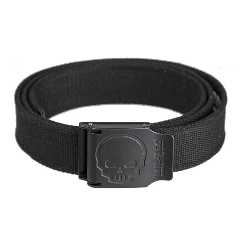 Levně MIL-TEC opasek přezka s lebkou 40 mm 130 cm ČERNÝ