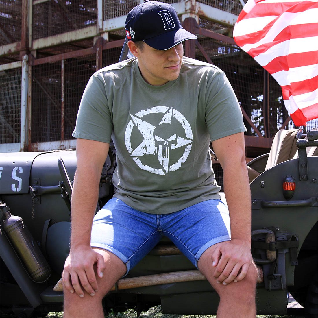 Triko ALLIED STAR - PUNISHER krátký rukáv ZELENÉ vel. XXL