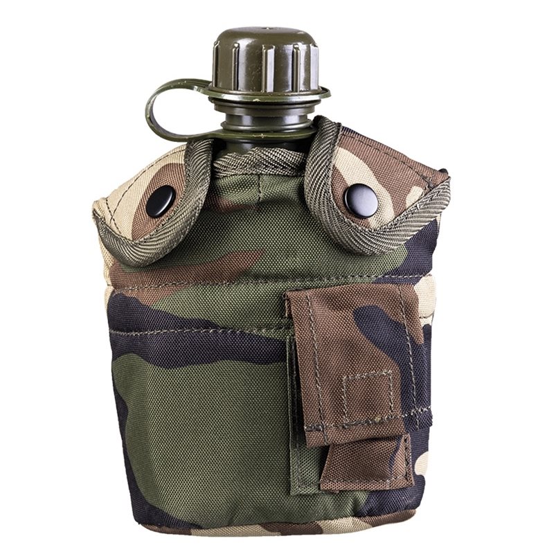 Levně MIL-TEC láhev polní US 1l s pítkem a obalem WOODLAND