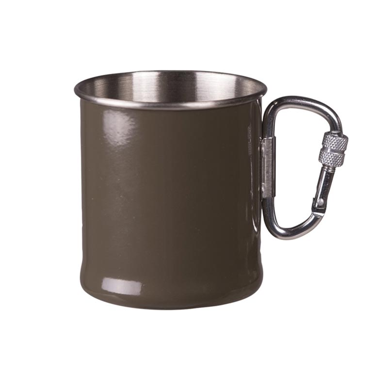 Levně MIL-TEC hrnek nerezový 250ml s karabinou ZELENÝ
